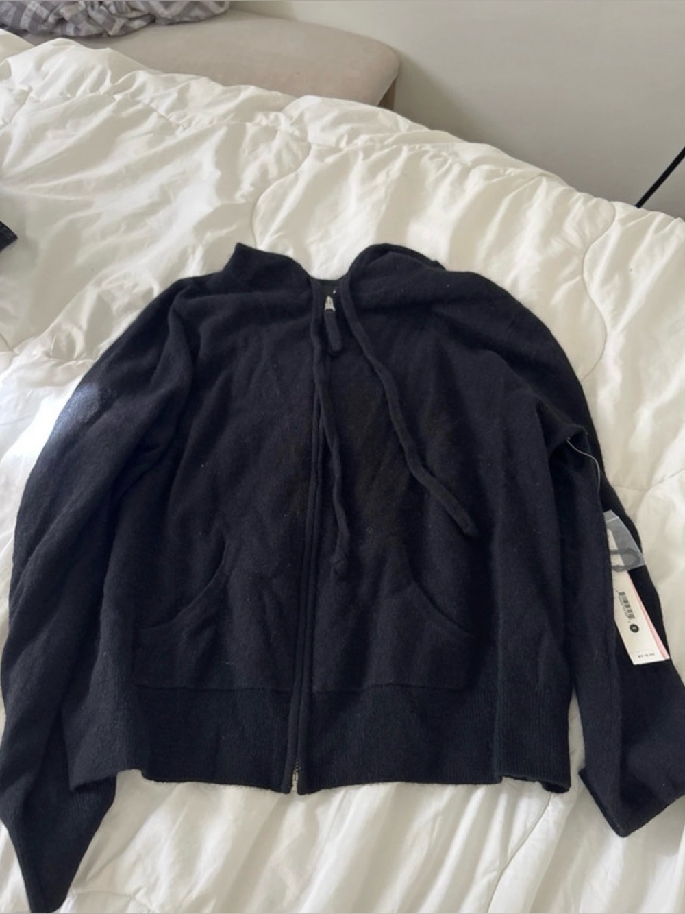 NWT Cashmere Black Zip-Up Hoodie Jacket - Women